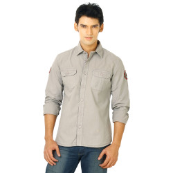 Flying Machine Men FS Solid Grey Shirts Flying Machine Men FS Solid Grey Shirts