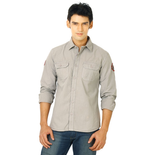 Flying Machine Men FS Solid Grey Shirts