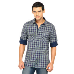 Men Check Blue Shirts Men Check Blue Shirts