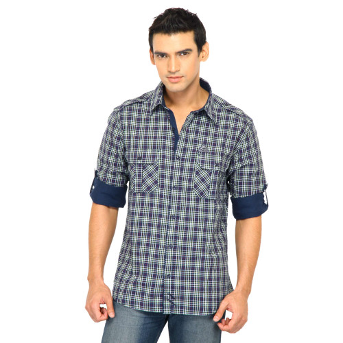 Men Check Blue Shirts