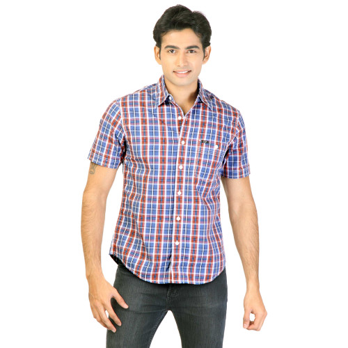 Men Check Blue Shirts