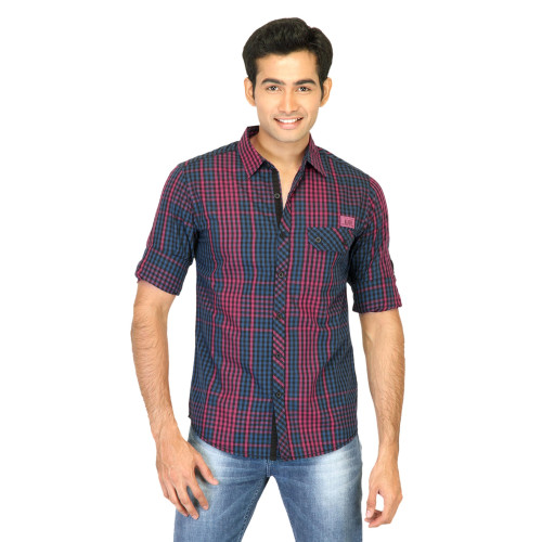Men Check Red Shirts