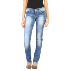 Women Washed Blue Jeans