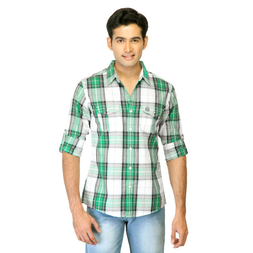 Colors of Benetton Men Check Green Shirts