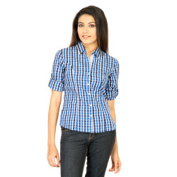Women Check Blue Shirts