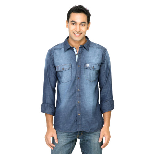 Basics Men Navy Slim Fit Shirt