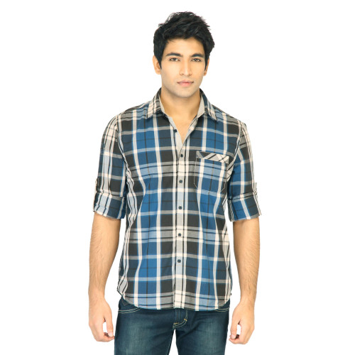 Check Men Maroon Shirt