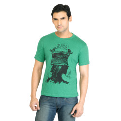 Peter England Men Printed Green TShirt