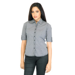 Women Check Black Shirt