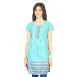 W Women Solid Sea Green Kurta W Women Solid Sea Green Kurta