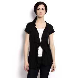 Colors of Benetton Women Solid Black Top Colors of Benetton Women Solid Black Top