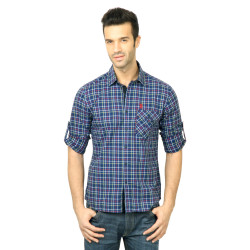 U.S. Polo Assn. Men Check Navy Blue Shirt