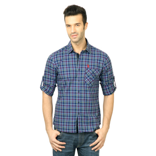 U.S. Polo Assn. Men Check Navy Blue Shirt