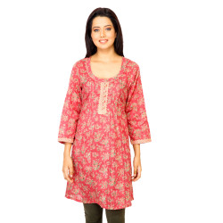 Women Printed Red Kurti