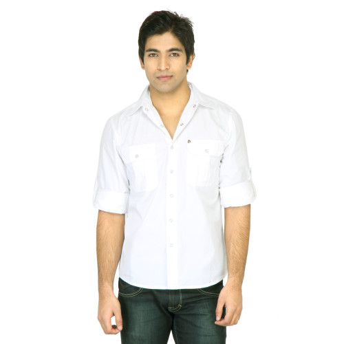 Men Biker White Shirt