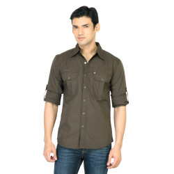 Men Biker Brown Shirt