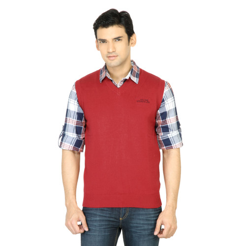 Men Rib Red Sweater