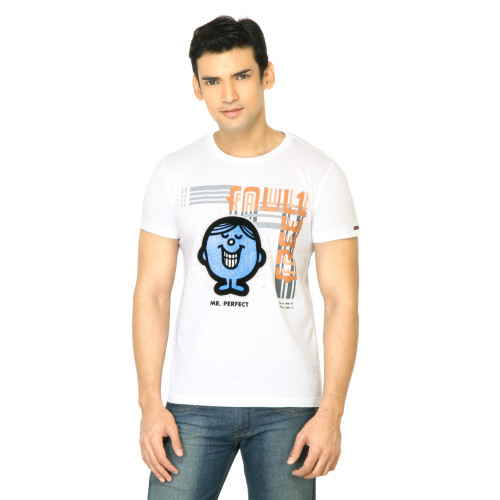 Mr.Men Men Printed White Tshirt
