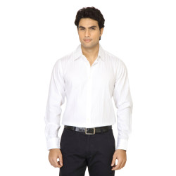 Colors of Benetton Men Self Stripes White Shirt