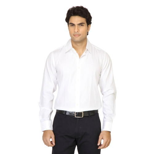 Colors of Benetton Men Self Stripes White Shirt