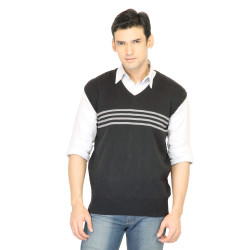 Men Solid Black Sweater Men Solid Black Sweater