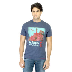 Basics Men Blue Printed T-shirt Basics Men Blue Printed T-shirt