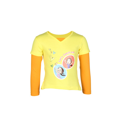 Chhota Bheem Kids Girls Lets Catch Them Yellow Top