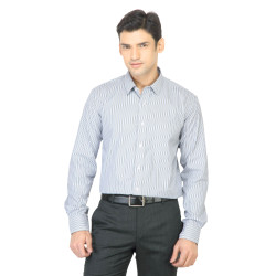 Mark Taylor Men Striped Blue Shirt