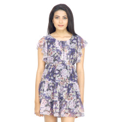 Woman Navy Blue Printed Dress Woman Navy Blue Printed Dress