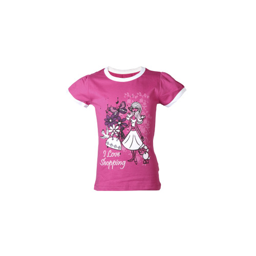 Kids Girls Pink I love Shopping Top