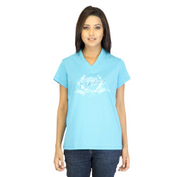 Women Printed Blue T-shirt