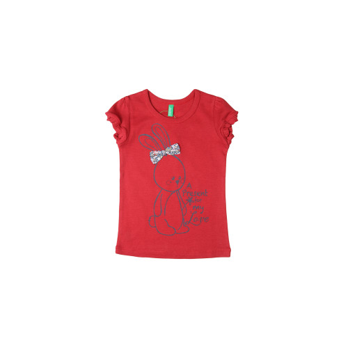 Colors of Benetton Kids Girls Red Printed Top