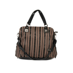 Perros Women Sequins Brown Handbag
