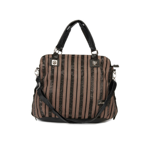 Perros Women Sequins Brown Handbag