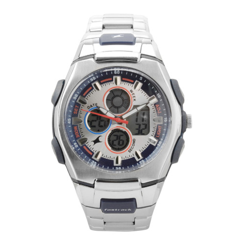 Men Silver Dial Analog Chronograph Watch