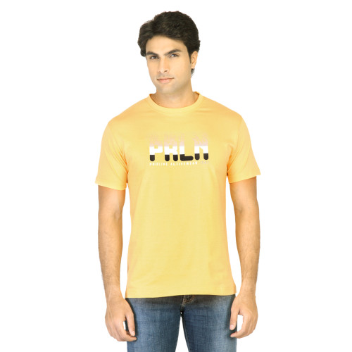 Men Yellow T-shirt with Printed Detail