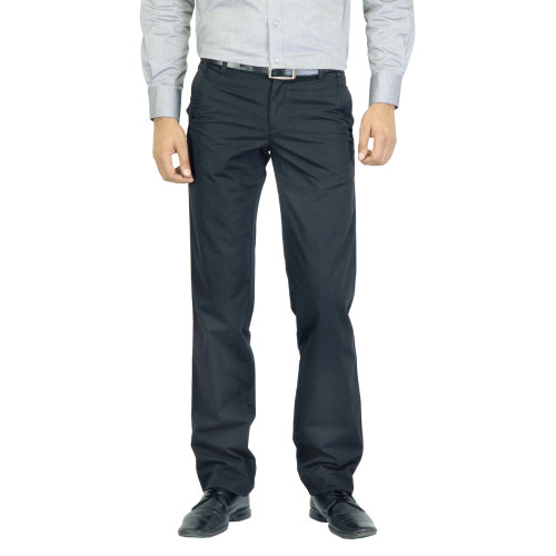 Men Striped Black Trousers