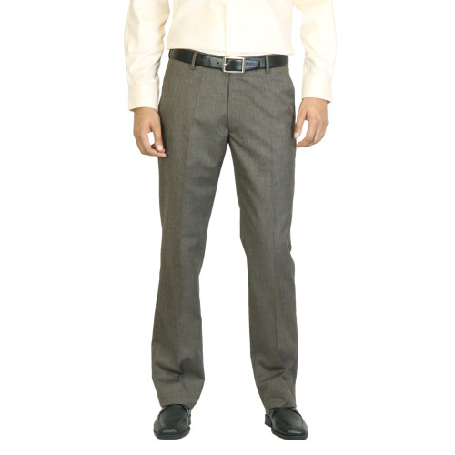 Men Brown Flat Front Trousers