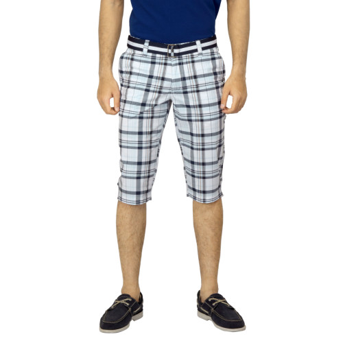 Men Check Navy Blue Shorts