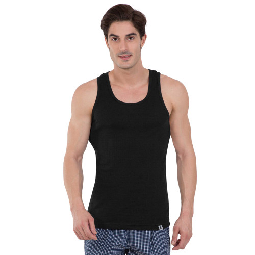 24 x 7 Men Black Innerwear Vest 9922
