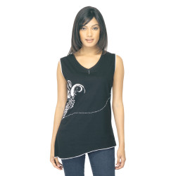 Urban Yoga Women Printed Black Top Urban Yoga Women Printed Black Top