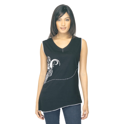 Urban Yoga Women Printed Black Top