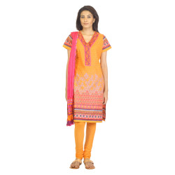 Biba Outlet Women Orange Printed Churidar Kurta with Dupatta Biba Outlet Women Orange Printed Churidar Kurta with Dupatta