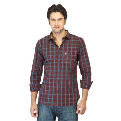 Basics Men Maroon Checked Shirt Basics Men Maroon Checked Shirt