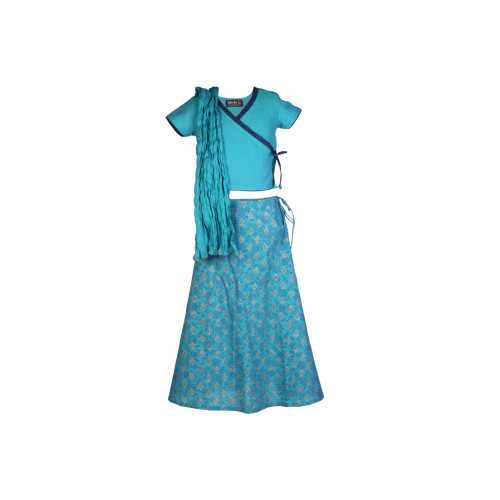 Girls Printed Blue Lehenga Choli