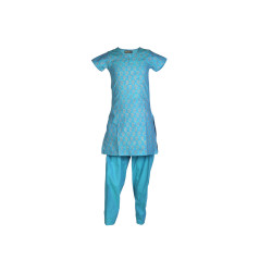 Girls Printed Blue Salwar Girls Printed Blue Salwar