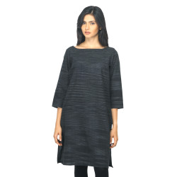 Women Striped Black Kurta
