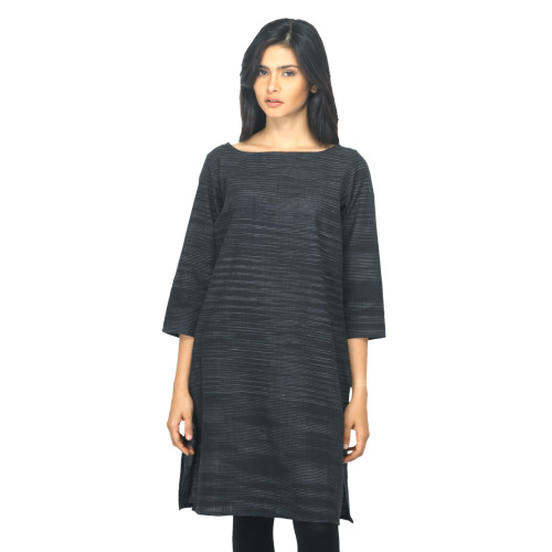 Women Striped Black Kurta