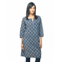 Women Printed Navy Blue Kurta