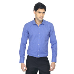 John Miller Men Striped Blue Shirt John Miller Men Striped Blue Shirt